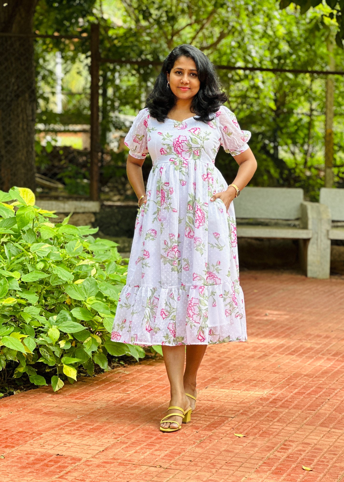 Shreya White Midi Dress