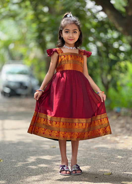 Shanvi Marron Ethnic Baby Frock