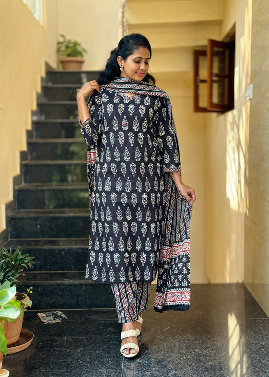 Black straight Kurta set