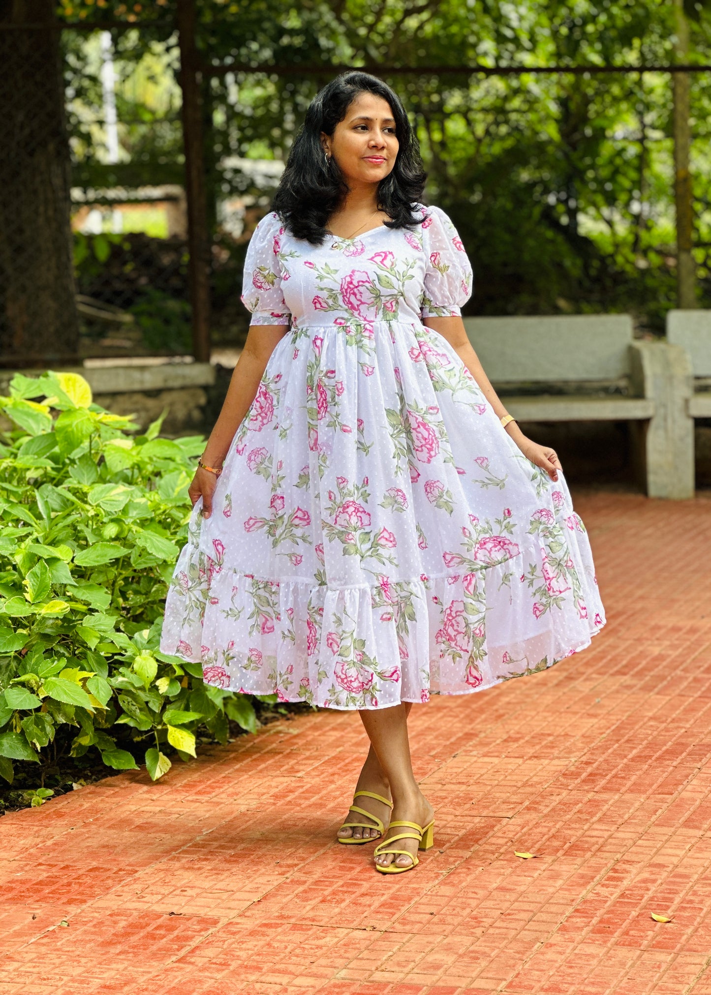 Shreya White Midi Dress