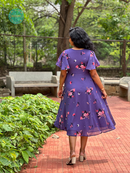 Sana Purple Floral Midi Dress