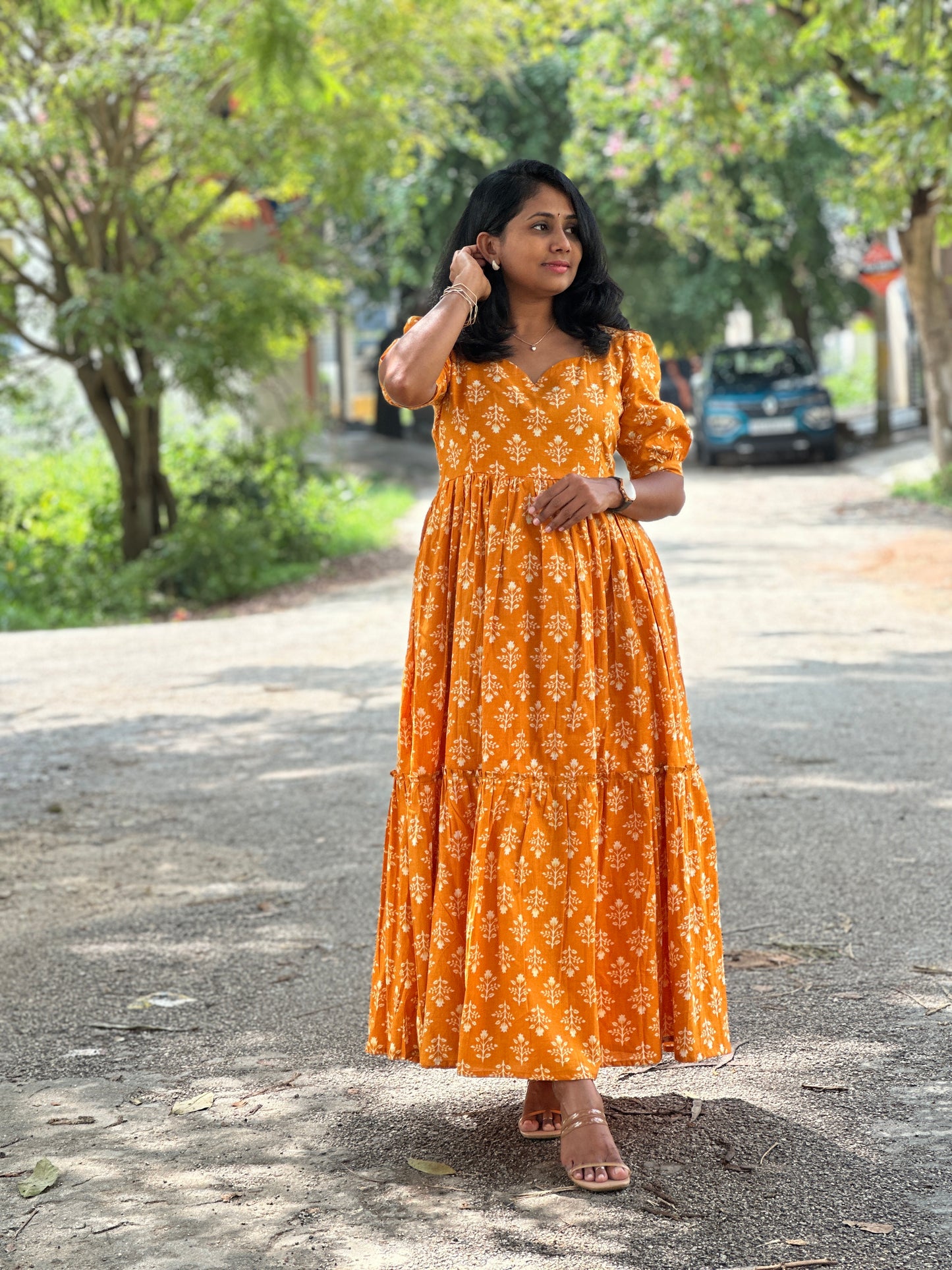 Honey Haze Mustard Cotton Maxi Dress