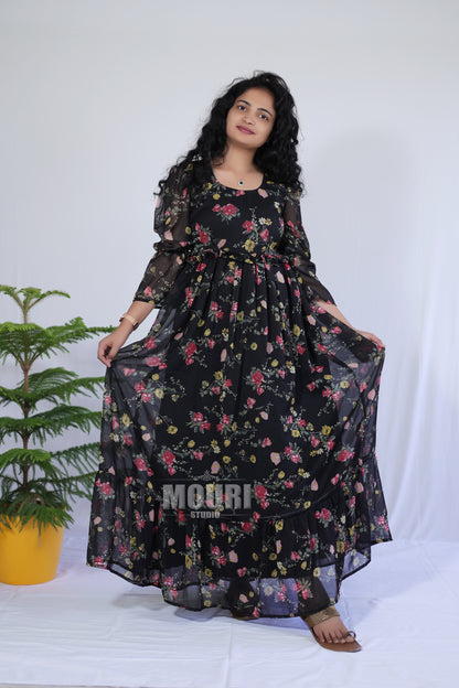 Merlyn Black Floral Maxi Dress