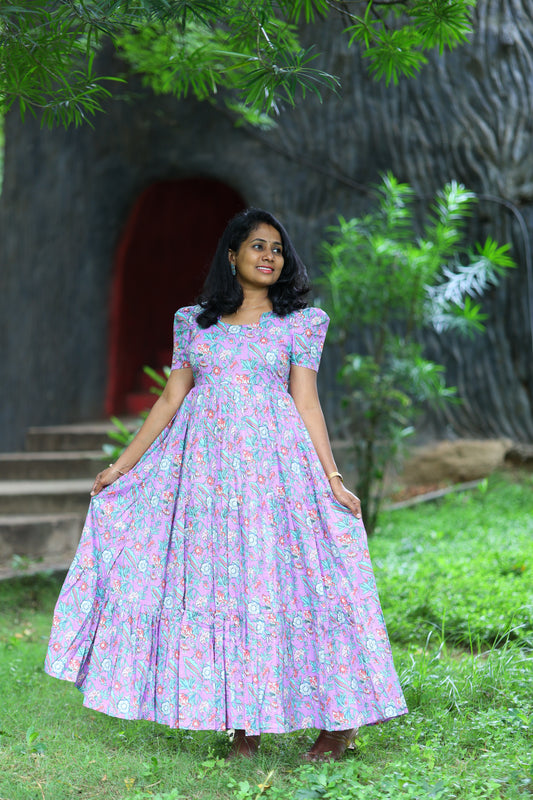 Lavender Mist Floral Maxi Dress