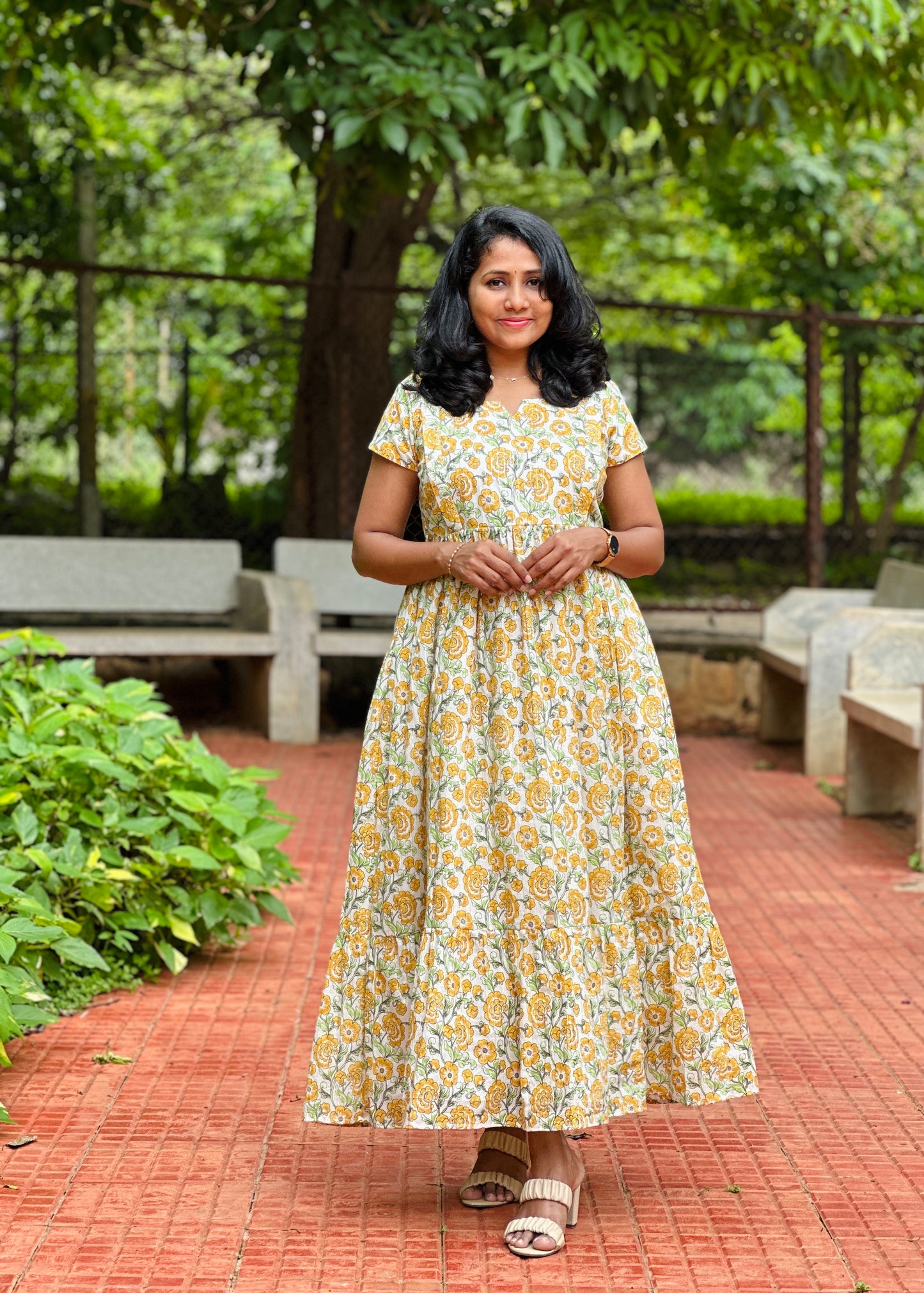 Kate White and Yellow Maxi Dress