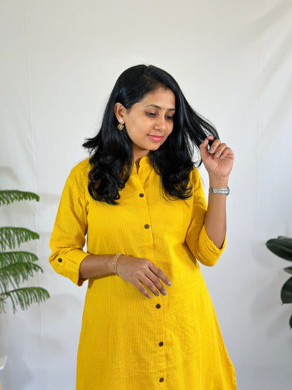 Yellow A line Kurta with Pants