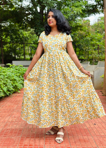 Kate White and Yellow Maxi Dress