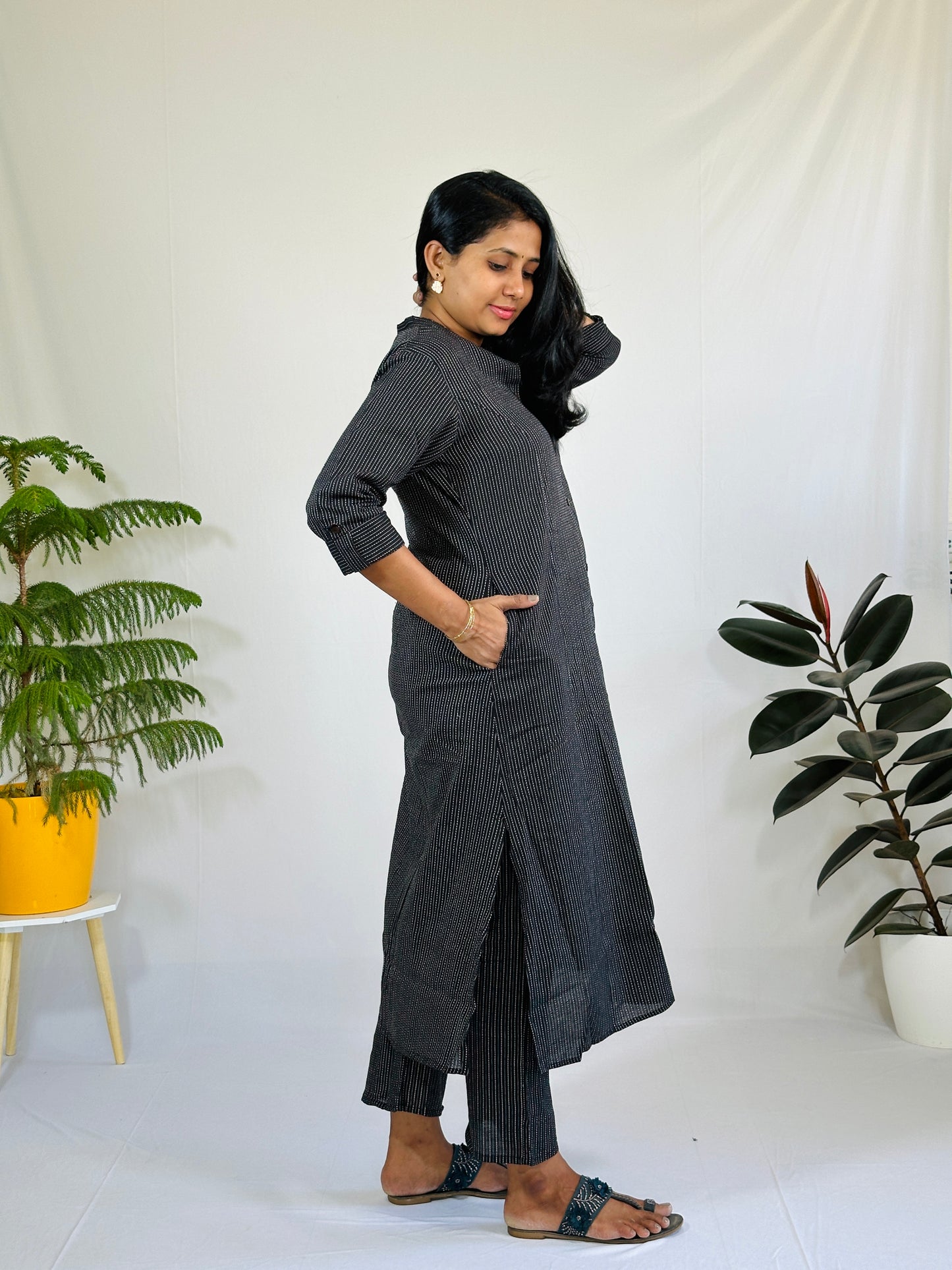 Black A line Kurta with Pants