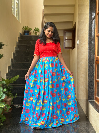 Varsha Kalamkari Pleated Long gown