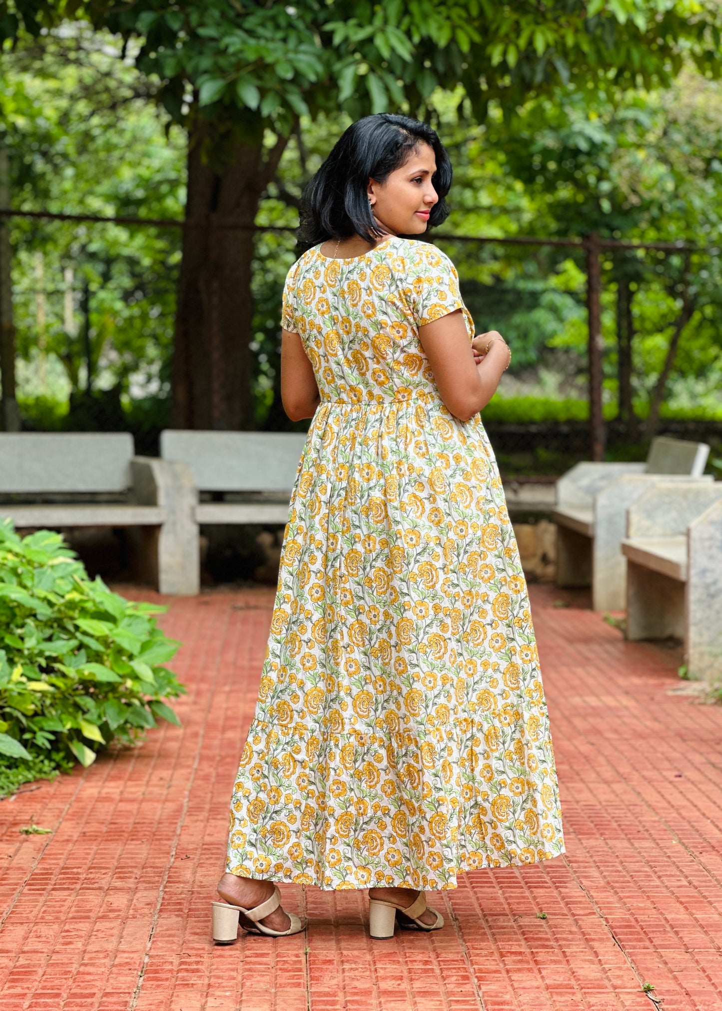 Kate White and Yellow Maxi Dress