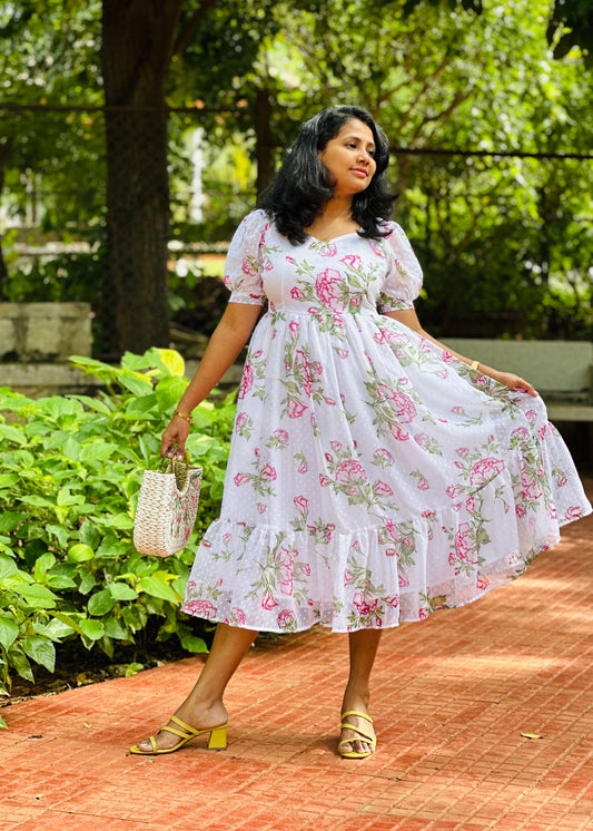 Shreya White Midi Dress