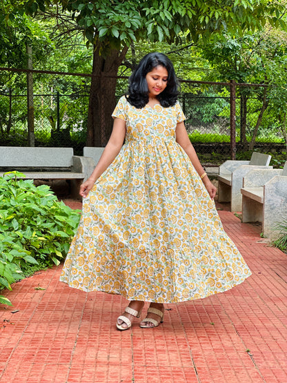 Kate White and Yellow Maxi Dress