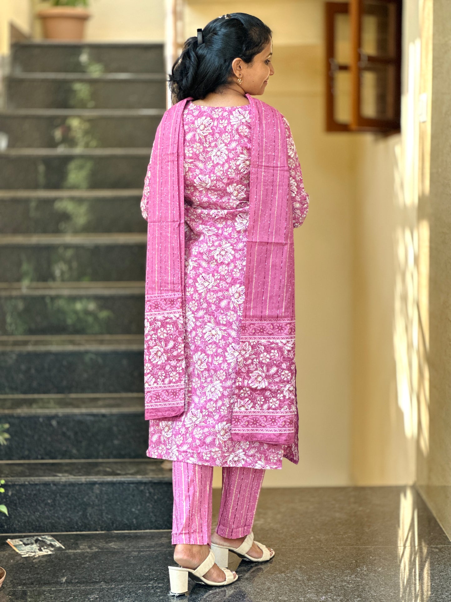 Pink straight Kurta set