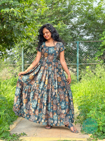 Saloni Floral Cotton 2 Tier Maxi Dress