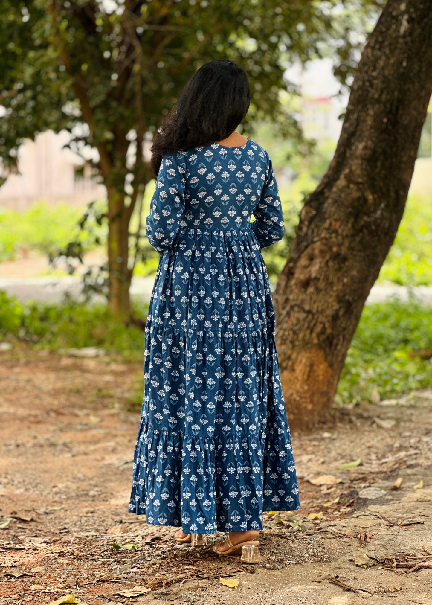 Blue Grace Three Tier Maxi Dress