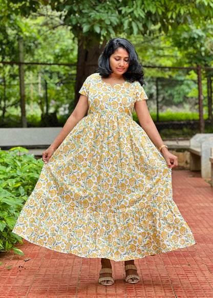 Kate White and Yellow Maxi Dress