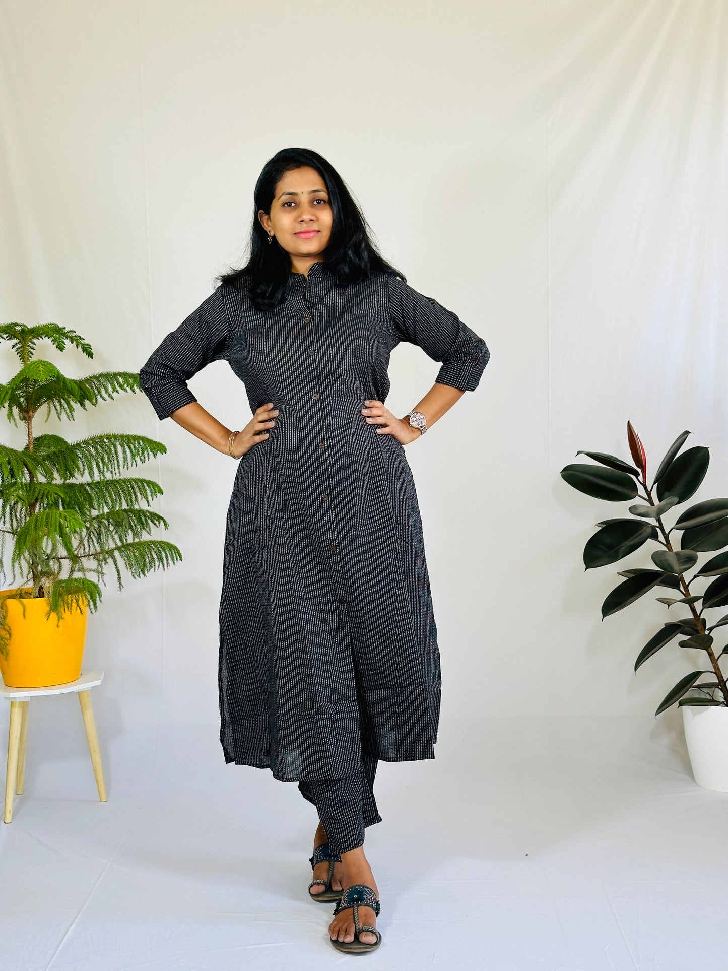 Black A line Kurta with Pants