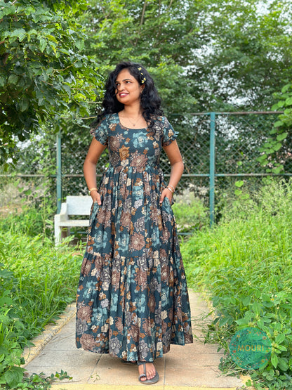 Saloni Floral Cotton 2 Tier Maxi Dress