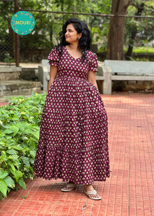 Emma Floral Cotton 3 Tier Maxi Dress