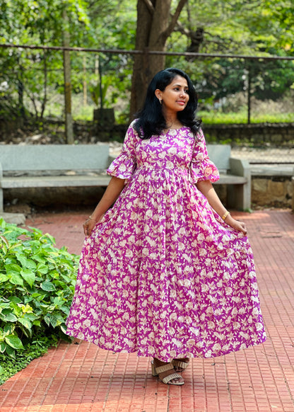 Vaanya Floral Cotton 2 Tier Maxi Dress