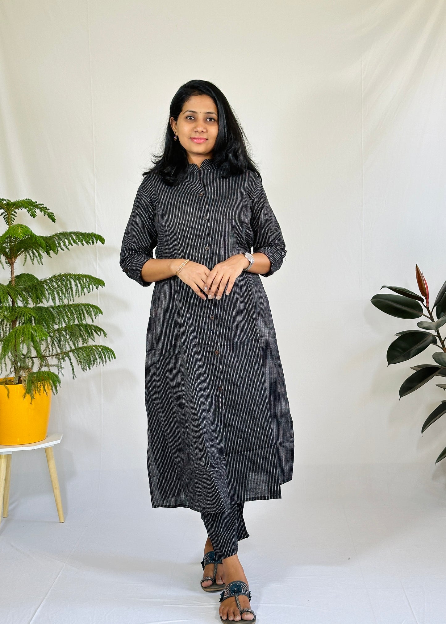 Black A line Kurta with Pants