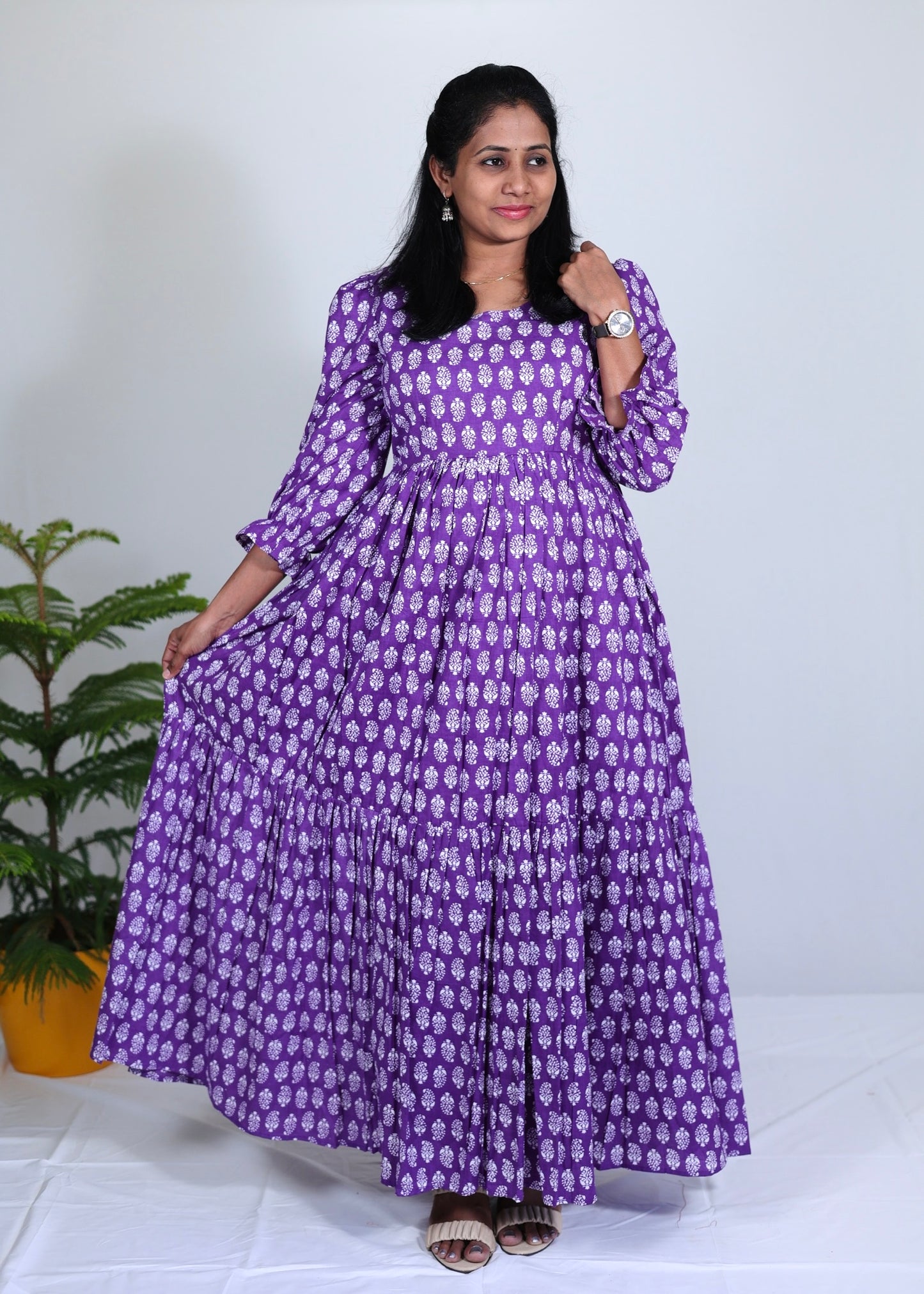 Tarini Purple Cotton Maxi Dress