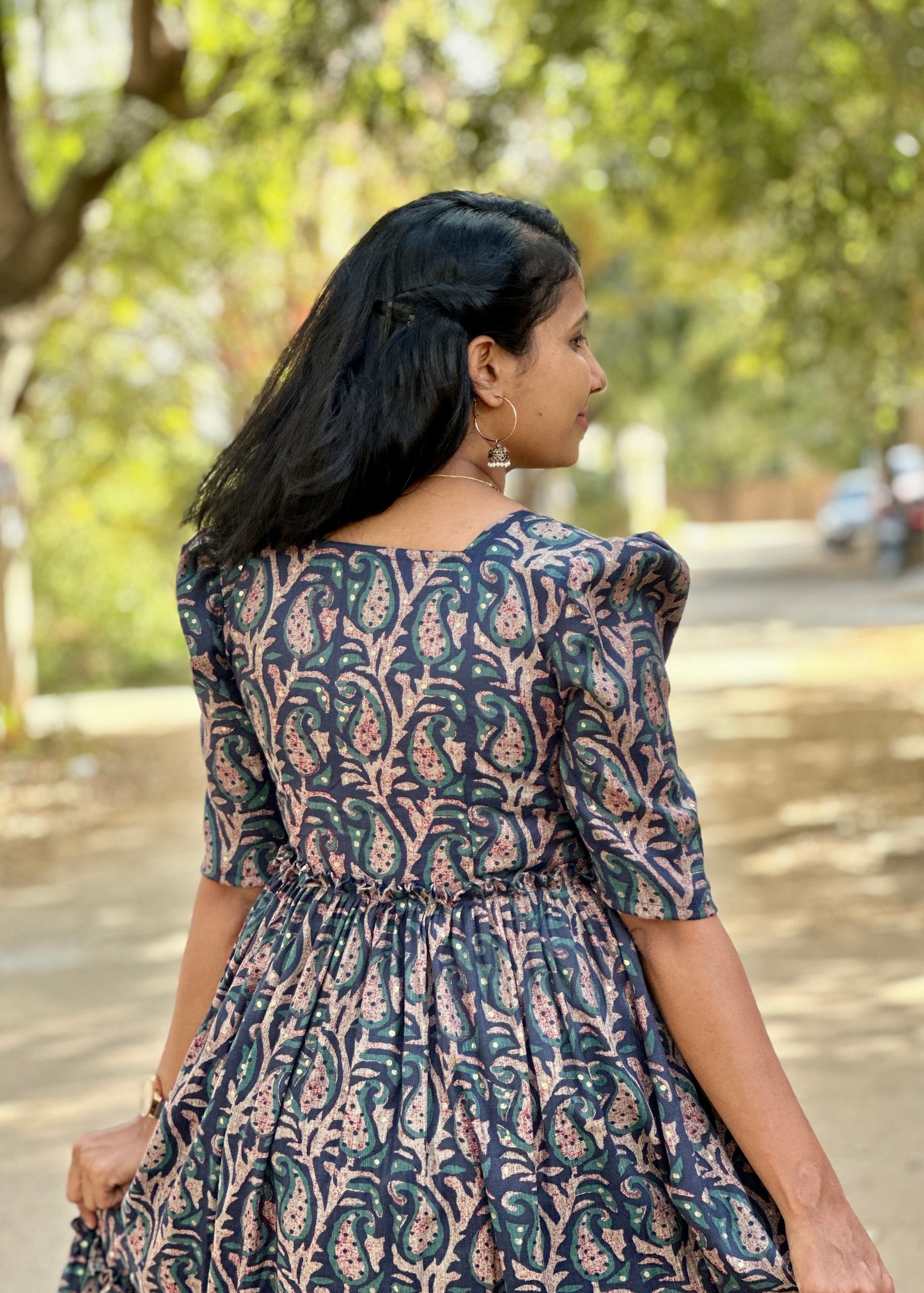 Yashna Paisley Printed 2 Tier Cotton Maxi Dress