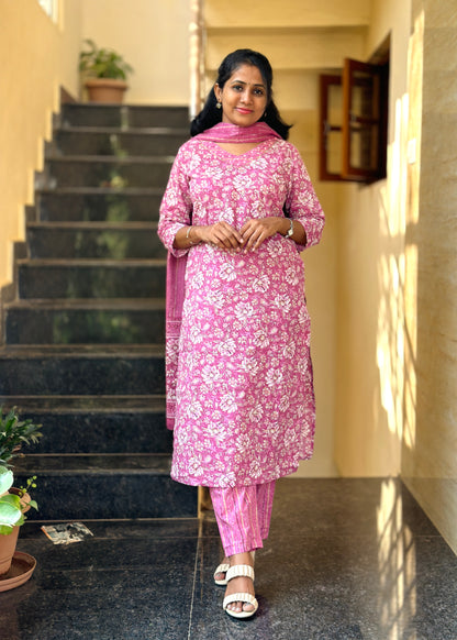 Pink straight Kurta set