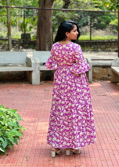 Vaanya Floral Cotton 2 Tier Maxi Dress