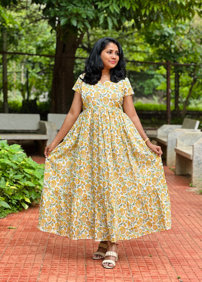 Kate White and Yellow Maxi Dress