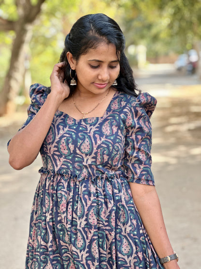 Yashna Paisley Printed 2 Tier Cotton Maxi Dress