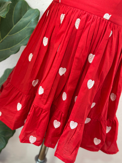 Red heart dress-Mom and Baby Combo- Ready to Ship