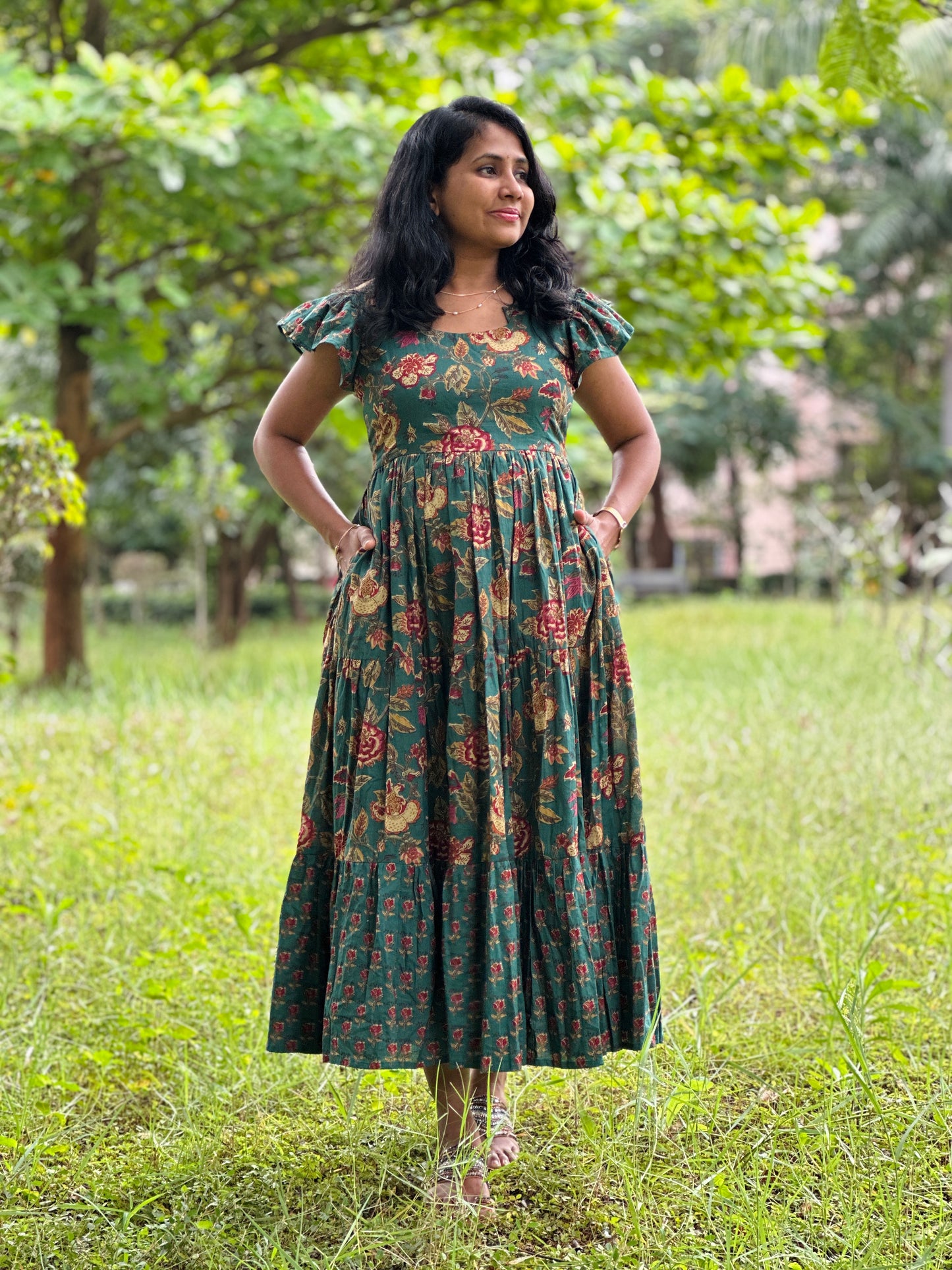 Verdant Blossom 3 tier dress