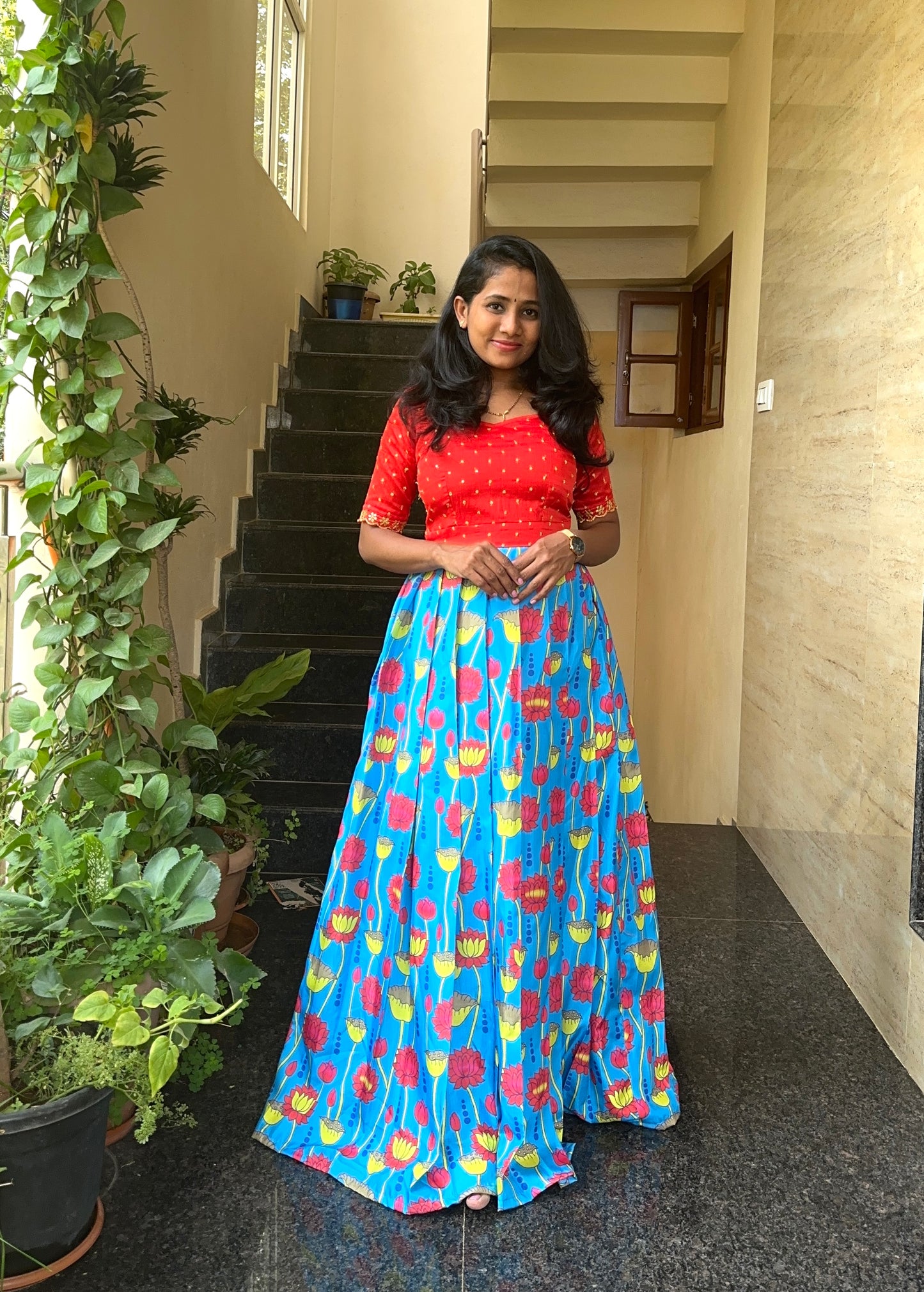 Varsha Kalamkari Pleated Long gown