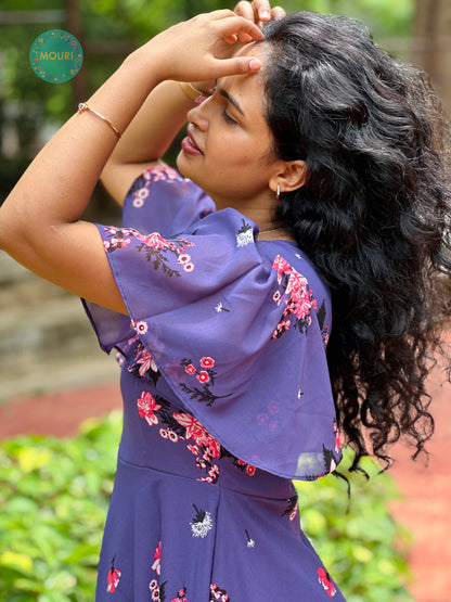 Sana Purple Floral Midi Dress