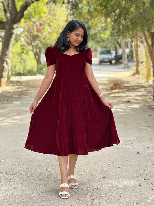 Ruby Velvet Midi Dress