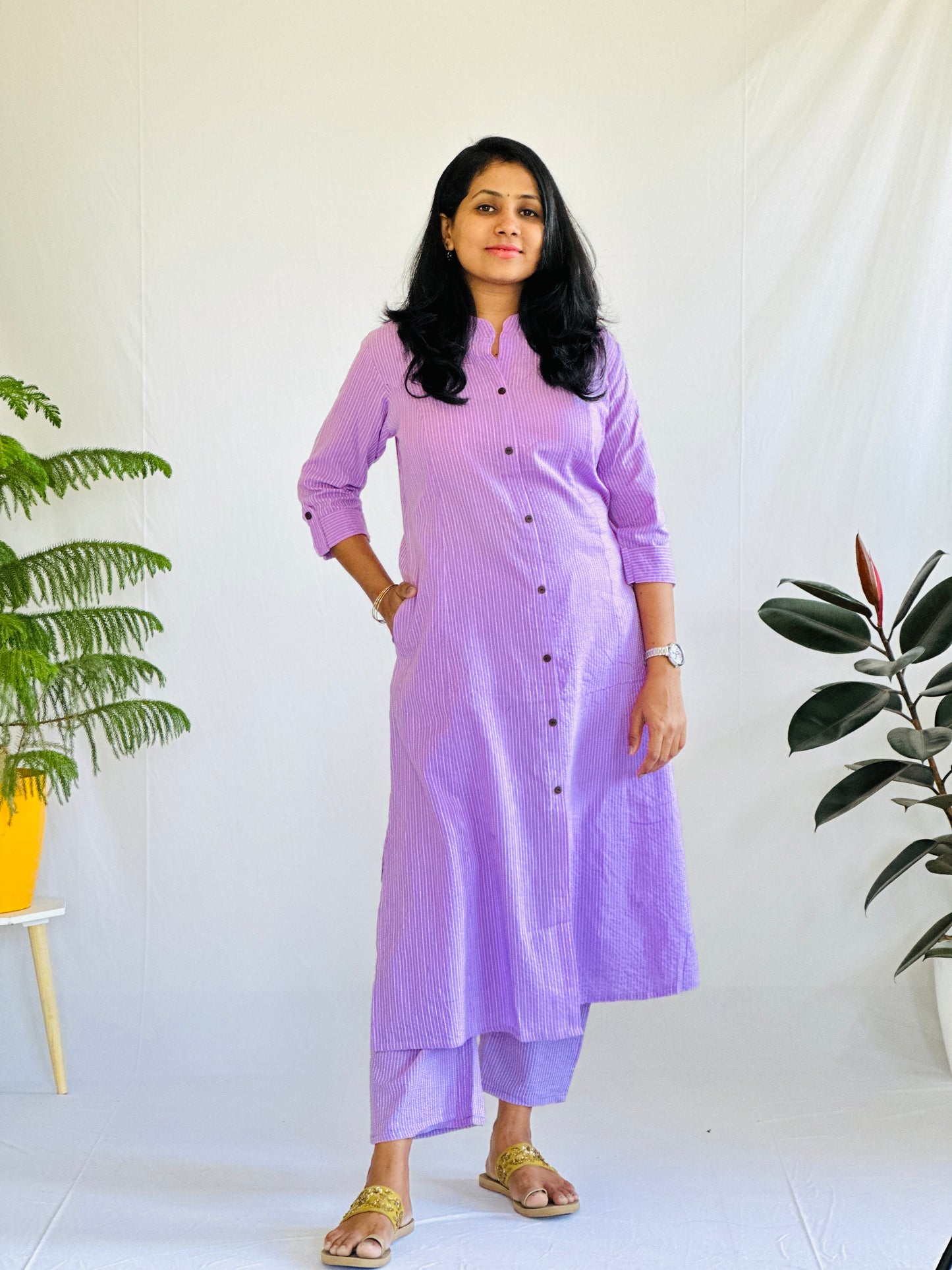 Lavendar A line Kurta with Pants