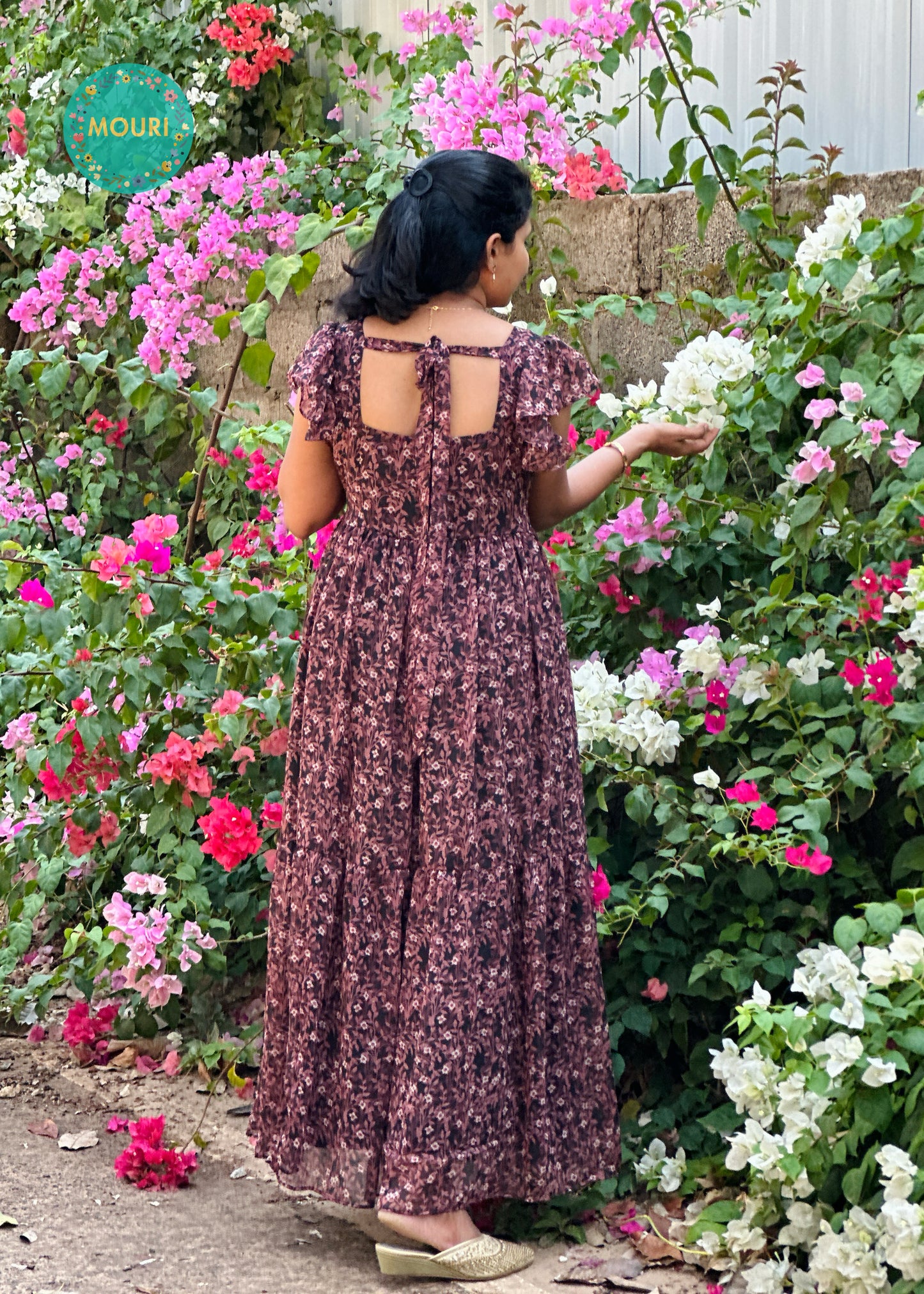 Cecilia Black Floral 2 Tier Maxi Dress