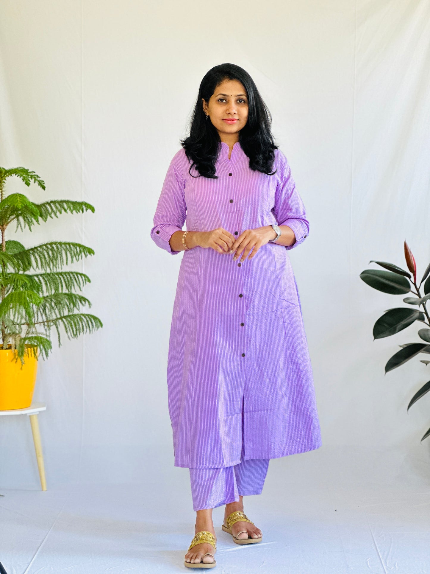 Lavendar A line Kurta with Pants