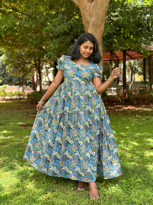 Navita Floral Cotton 2 Tier Maxi Dress