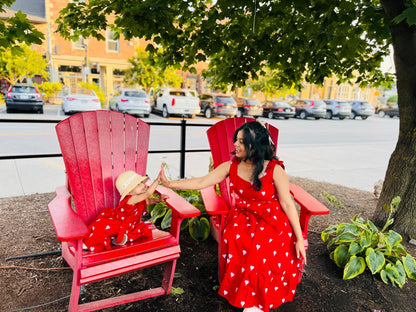 Sahaana Red Heart  Shoulder Tie Midi Dress