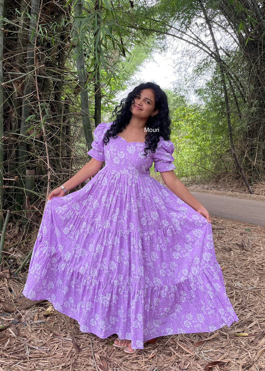 Abigail Plus Size Chiffon Maxi Dress in Lilac Floral